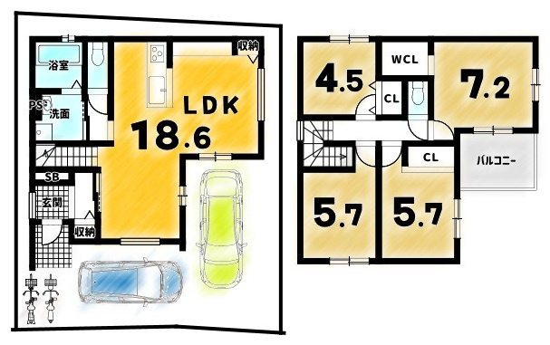 羽束師古川町２号棟の間取り