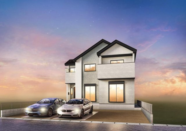 横浜市瀬谷区阿久和西2丁目 新築戸建て【仲介手数料無料】カースペース2台の外観パース