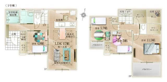 横浜市瀬谷区阿久和西2丁目 新築戸建て【仲介手数料無料】カースペース2台の間取り