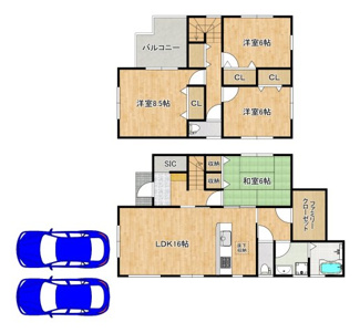 【間取り】 | 辻之　新築分譲住宅　全２区画 | 【暮らしやすい４ＬＤＫ】ゆとりのある間取りですので、子供部屋や趣味のお部屋も作れますね♪資料請求だけでもお気軽にお問い合わせください！