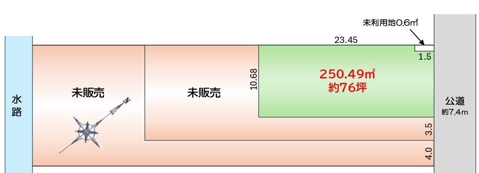 敷地面積７６坪　売地　越谷市平方⑤