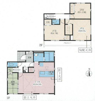 【間取り】 | 中央区淵野辺本町1丁目  8号棟 11期 | 都市ガス　二部屋から行き来できる南向きバルコニー　Ｗロックカードキー　食洗器・浄水器　浴室乾燥機+窓　リビング折上天井　メイン洋室勾配天井　全居室収納　パントリー　LDK18帖+和室4帖