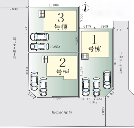 松戸市栄町西1期の区画図|3棟販売中！
