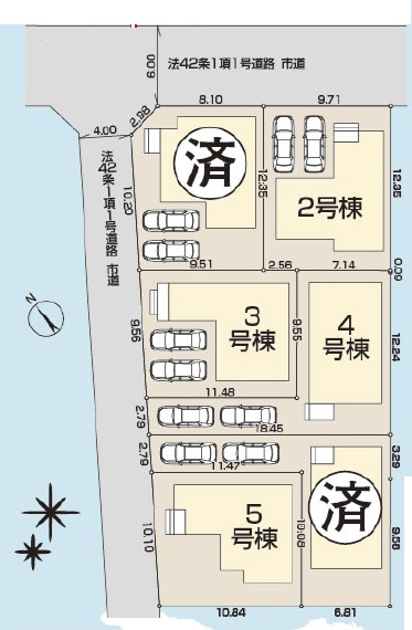 羽村市小作台4丁目　全6棟の区画図