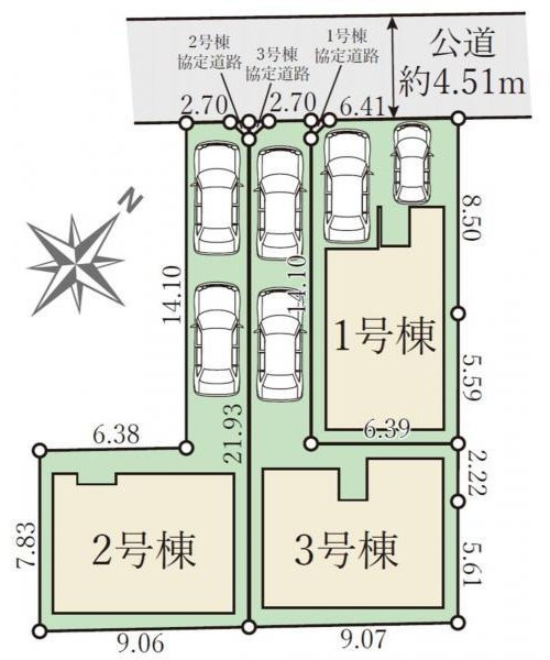 西宮市浜甲子園1丁目　新築戸建1号棟の区画図
