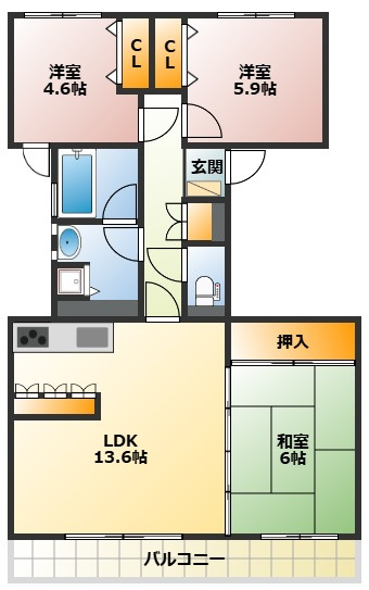 【間取り】 | ハイツ東戸塚ⅡＢ号棟 | ファミリー層に人気の間取りです！