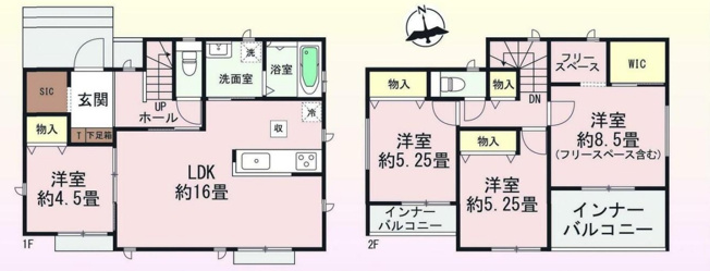 【間取り】 | 前橋市北代田町　新築住宅 | 暖かな日差しが差し込む全室南向きの4LDK！
収納たっぷりの間取りです◎