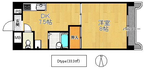 鶴見緑地ハイツ弐番館の間取り