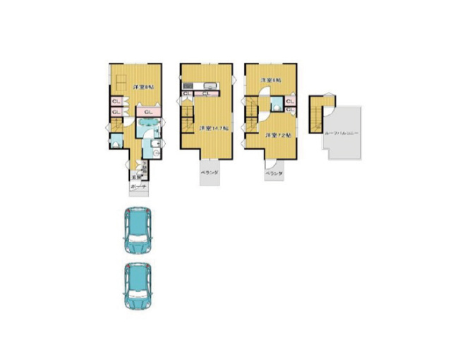 【間取り】 | 板橋区高島平2丁目　中古一戸建住宅　（成増店） | リフォーム済ですので、すぐにでも新しい生活をはじめることができます。
※図面を基に作成しています。現況と異なる場合は現況を優先いたします。