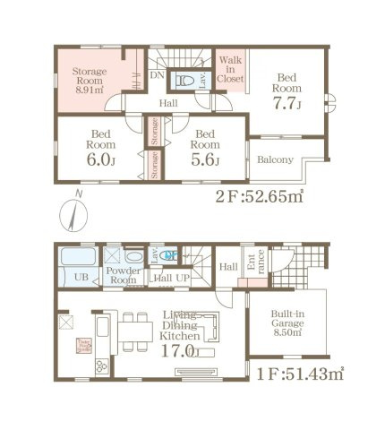 福岡市早良区飯倉3丁目第20-2棟（1号棟）の間取り|全居室収納付きで便利です。