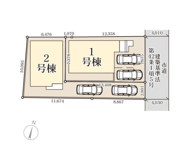 福岡市早良区飯倉3丁目第20-2棟（1号棟）の区画図|配置図（1号棟）