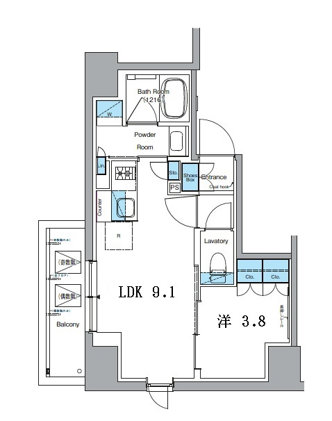 LEFOND PROGRES上野御徒町の間取り|ルームカラー奇数階オーガニックナチュラル、偶数階ノーブルホワイト