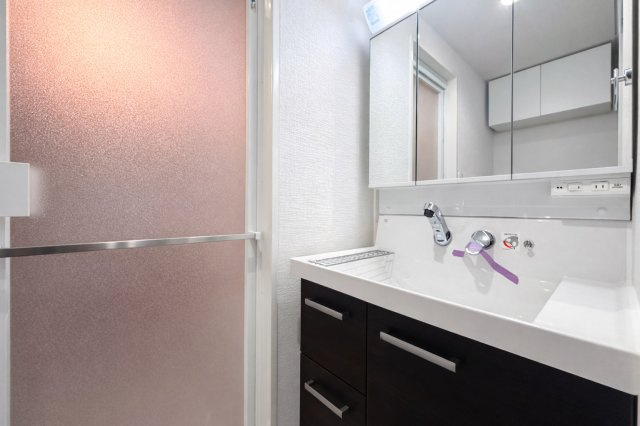 モンテベルデ六義園の独立洗面台|明るい洗面スペースは、使いやすさを徹底的に追求した設計です。忙しい朝も快適に自然と笑顔がこぼれる心地よいひとときを叶えます。毎日の身支度がスムーズに整う、家族みんなに優しい空間です。