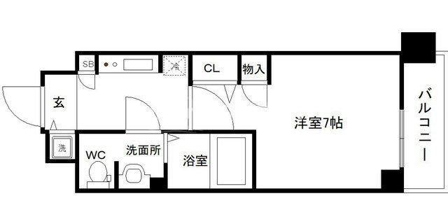 大阪市中央区瓦屋町２丁目の賃貸マンションの間取り