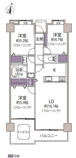 【間取り】 | グラン・ドムール周船寺 | 南東向きの明るい3LDKです。室内リフォーム済で気持ちよく新生活を始められます