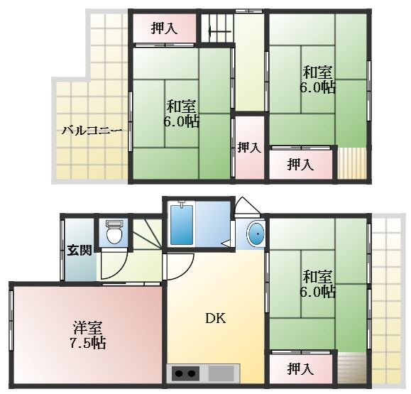 【間取り】 | 高見の里6丁目貸家