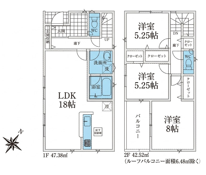 [新築住宅] 鶴ヶ島市中新田 第5 全1棟の間取り