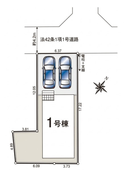 [新築住宅] 鶴ヶ島市中新田 第5 全1棟の区画図