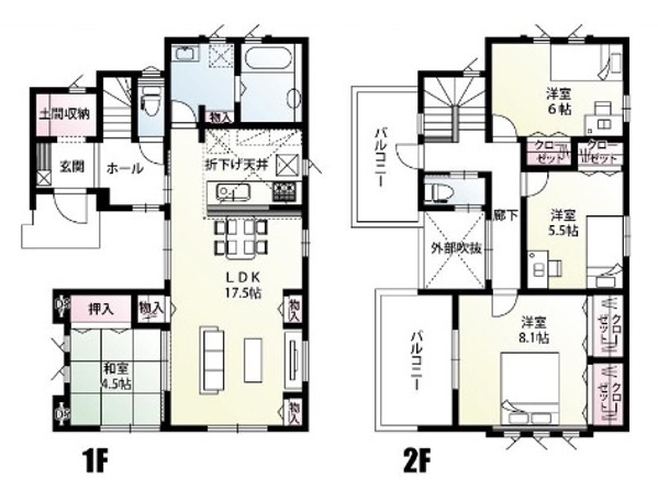 [新築住宅] 比企郡滑川町月輪 全4棟の間取り