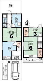 【間取り】 | 修学院千万田町　中古テラスハウス【駐車可★南向き★リノベーション向き】
