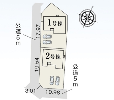 【区画図】 | 袋井市深見 5期 新築一戸建て 1号棟  | 1号棟の区画図です