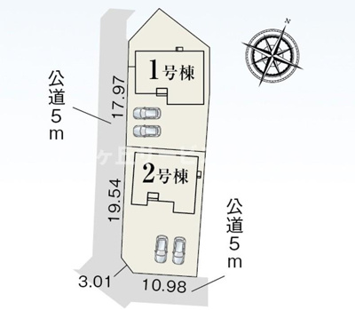 【区画図】 | 袋井市深見 5期 新築一戸建て 1号棟  | 1号棟の区画図です