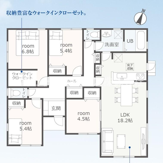 【間取り】 | 袋井市深見 5期 新築一戸建て 2号棟  | 効率的かつ暮らしのことをしっかり考えた間取りです