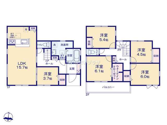 仲介手数料無料）江南市河野町第２・３号棟の間取り