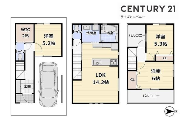 【間取り】 | 堺市西区鳳東町7丁　新築戸建 | 図面と現況が異なる場合は現況を優先します