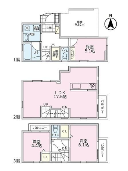 川崎市中原区井田２丁目の新築一戸建の間取り
