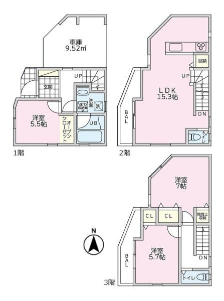 川崎市中原区井田２丁目の新築一戸建の間取り