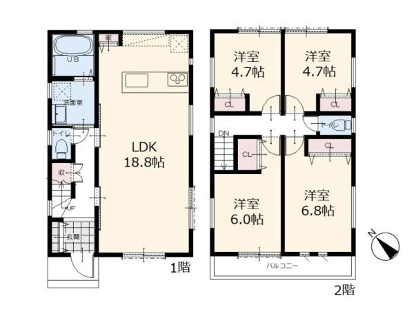 藤沢市大鋸の新築一戸建の間取り