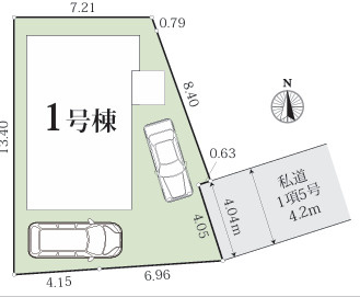 茅ヶ崎市南湖　新築戸建の区画図|対象は1号棟です