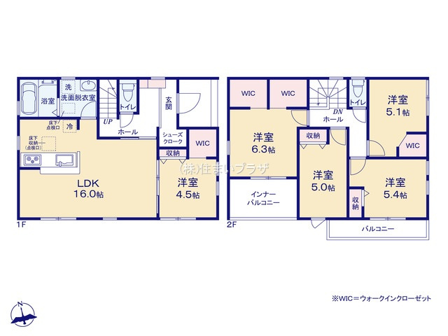 仲介手数料無料）愛西市佐屋町亥新田１号棟の間取り