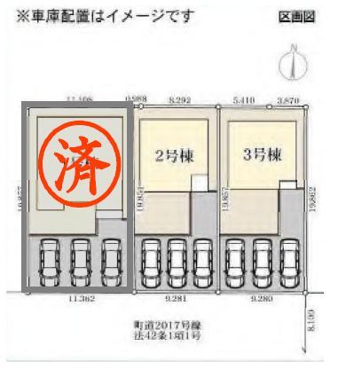 八千代町東原　3号棟の区画図
