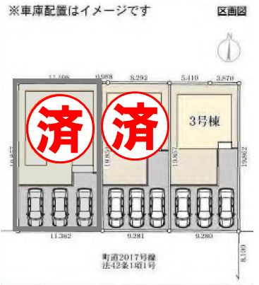 八千代町東原　3号棟の区画図