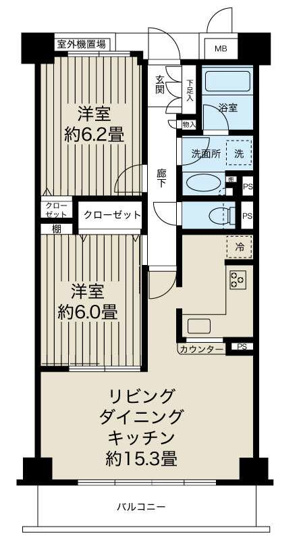 【間取り】 | 野中北パークハウス | 上層階・陽当り良好・Ｒ７年７月室内改装済・全居室６帖以上＆収納有