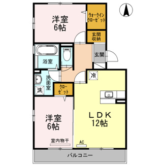 【間取り】 | ルミエール手城　C棟 | 2LDK