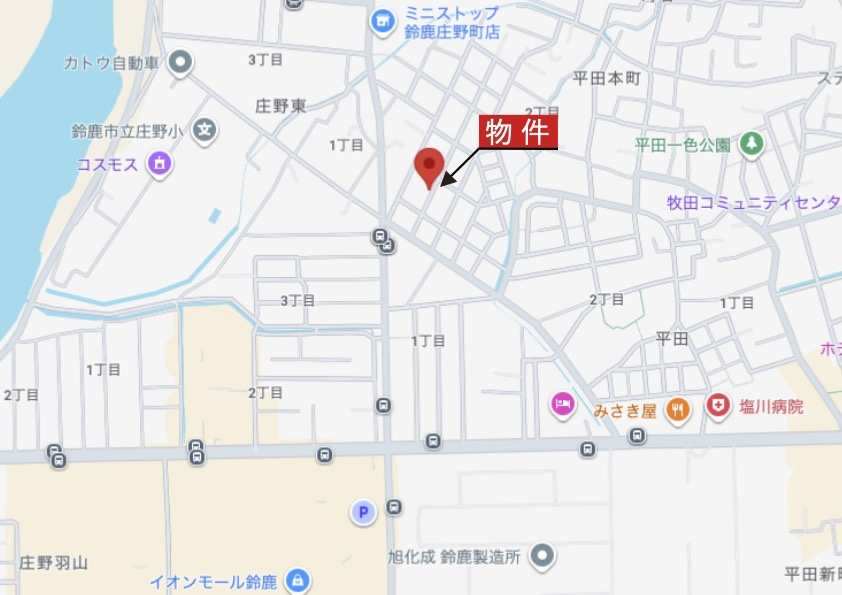 鈴鹿市庄野東1丁目の地図|広域Map