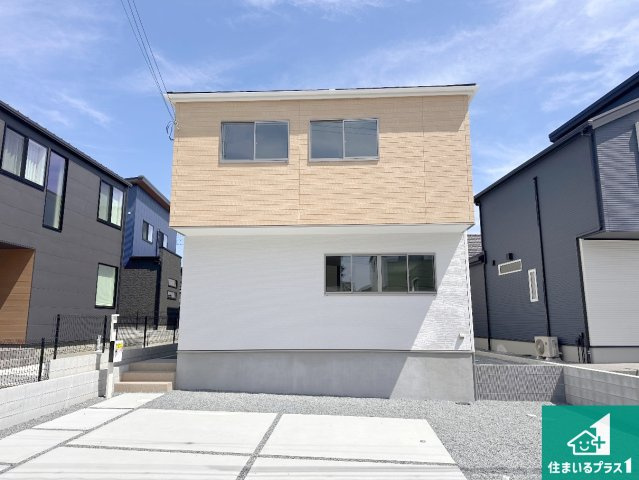 加古郡稲美町中村　第1期　新築一戸建ての外観|周辺は落ち着いた街並みの住宅地！子育てがしやすい住環境です！まだ未完成ですが、現地でしかわからない事もございます。是非一度ご覧ください。