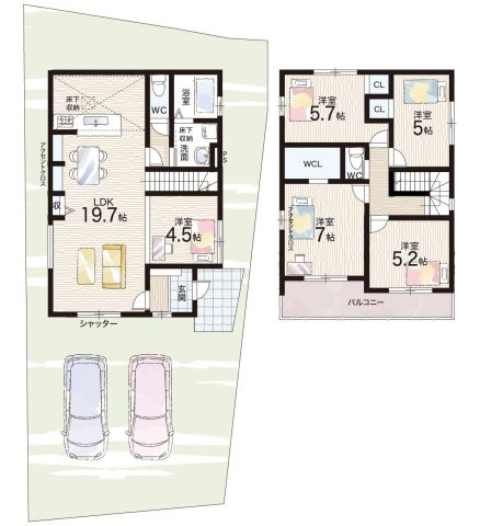 姫路市広畑区才　第2期　新築一戸建ての間取り|2号地