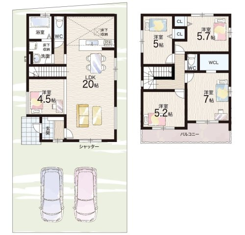 姫路市網干区垣内西町　第1期　新築一戸建ての間取り|2号地