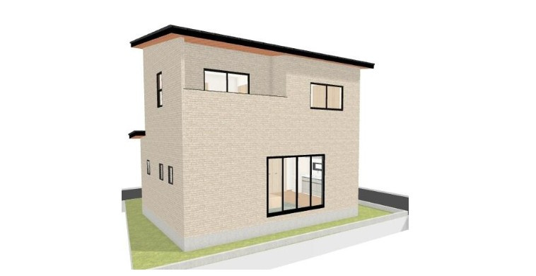 高岡郡日高村本郷　新築一戸建ての外観パース|すっきり外観×バルコニー付きの新築