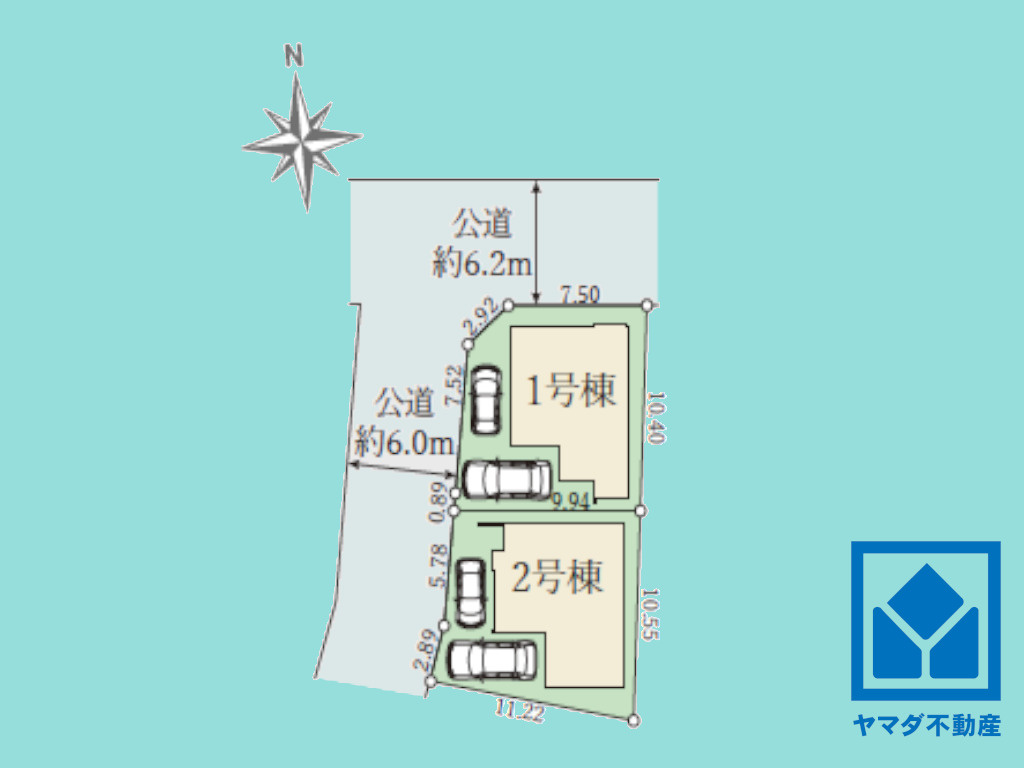 伏見区羽束師古川町　1期　2号棟の区画図