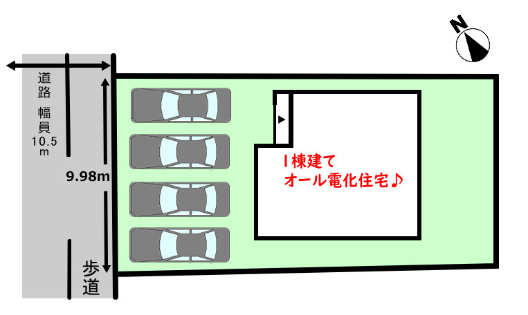 碧南市権現町の区画図|並列駐車4台