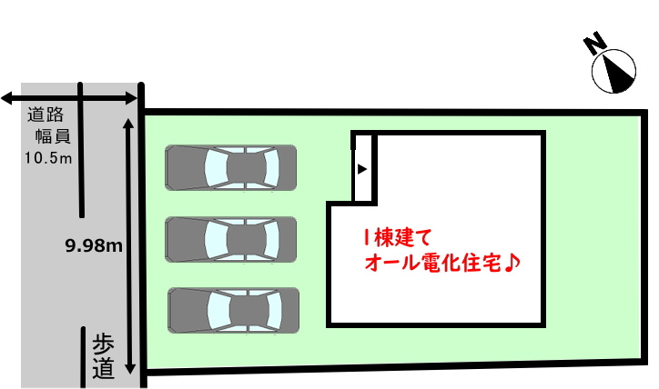 碧南市権現町の区画図|並列駐車３台　車種により4台