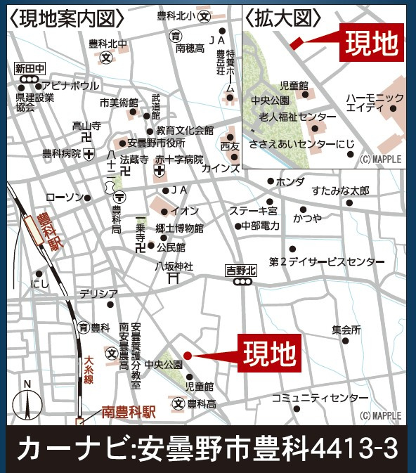 安曇野市豊科　第10期　新築分譲住宅の地図|周囲にはお買い物施設が点在し生活便利な住環境です。
