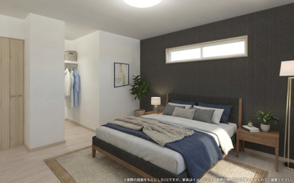 【完成予想図】 | 【主寝室　イメージパース】
※画像は設計図面を基に作成したイメージです。
