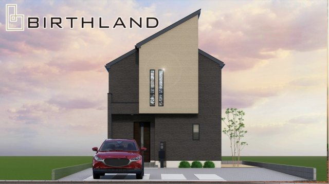 新築戸建・新築建売　郡山市富田町字前川原　富田小・富田中の外観パース|〈1号棟〉完成予想図