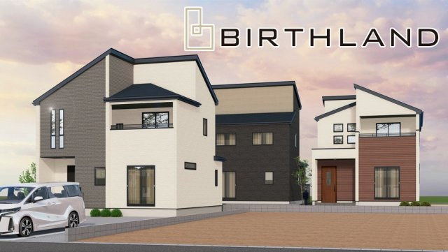 新築戸建・新築建売　郡山市富田町字前川原　富田小・富田中の外観パース|完成予想図